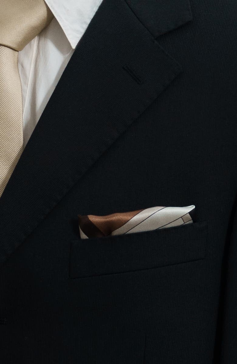 Lost Pattern x Leatherology Silk Pocket Square, Alternate, color, Black