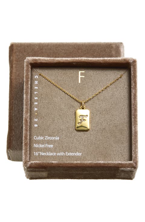 Pav9 Initial Tag Necklace