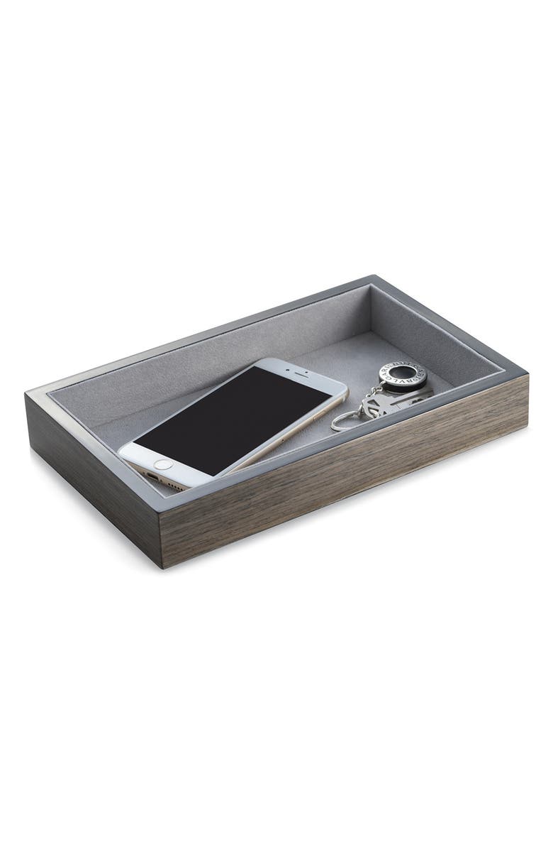 Bey-Berk Lacquered Gray Wood Open Face Valet Tray, Alternate, color,