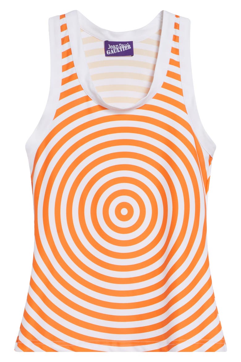 Spiral Print Jersey Tank, Alternate, color, WHITE/ ORANGE