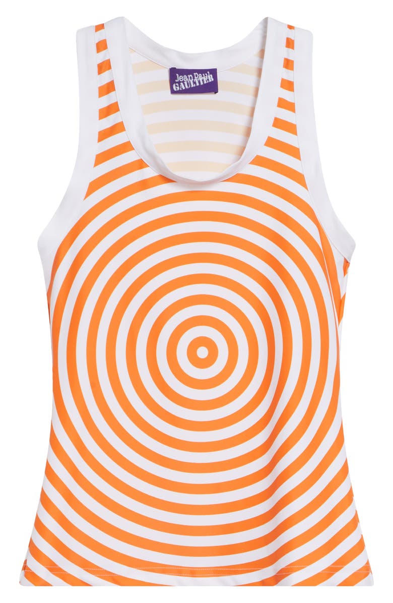 Jean Paul Gaultier Spiral Print Jersey Tank, Alternate, color, White/ Orange