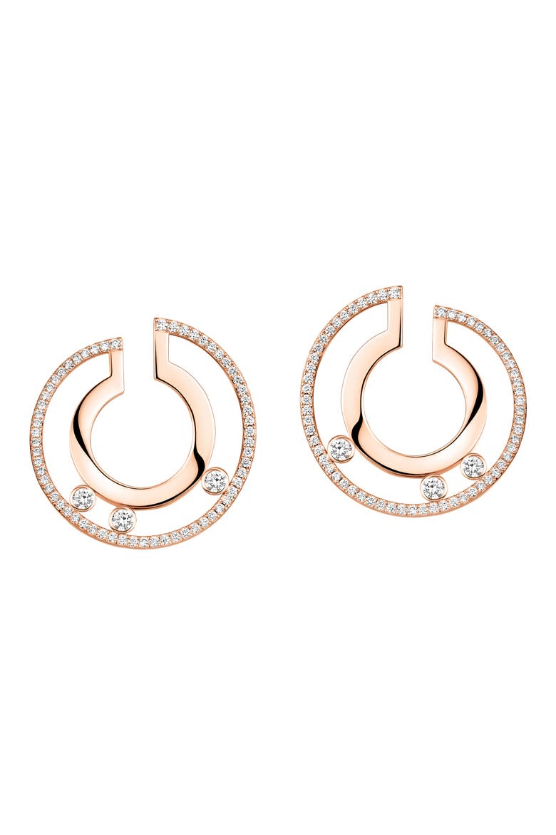 Move Romane 18K Gold & Diamond Hoop Earrings, Main, color, ROSE GOLD