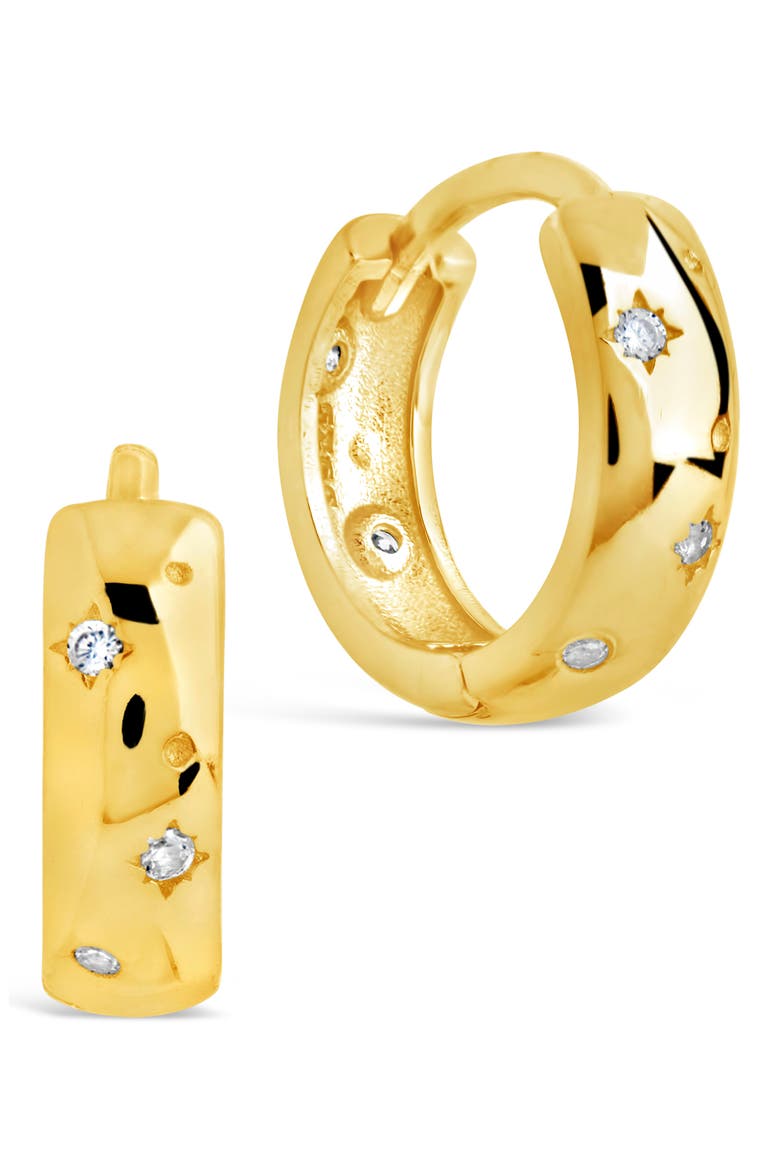 Greer Cubic Zirconia Huggie Hoop Earrings, Main, color, GOLD