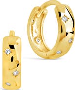 Sterling Forever Greer Cubic Zirconia Huggie Hoop Earrings