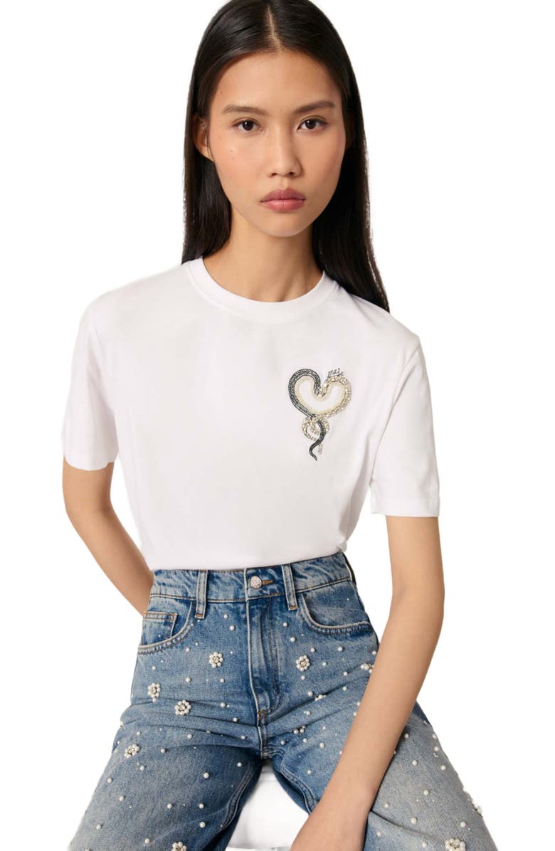 maje Embroidered T-shirt, Alternate, color, 