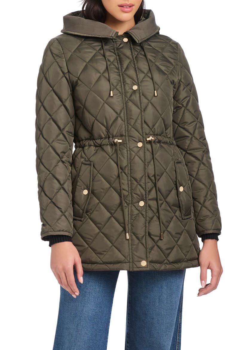 Water Resistant Hooded Quilted Jacket, Alternate, color, NEW DARK OLIVE
