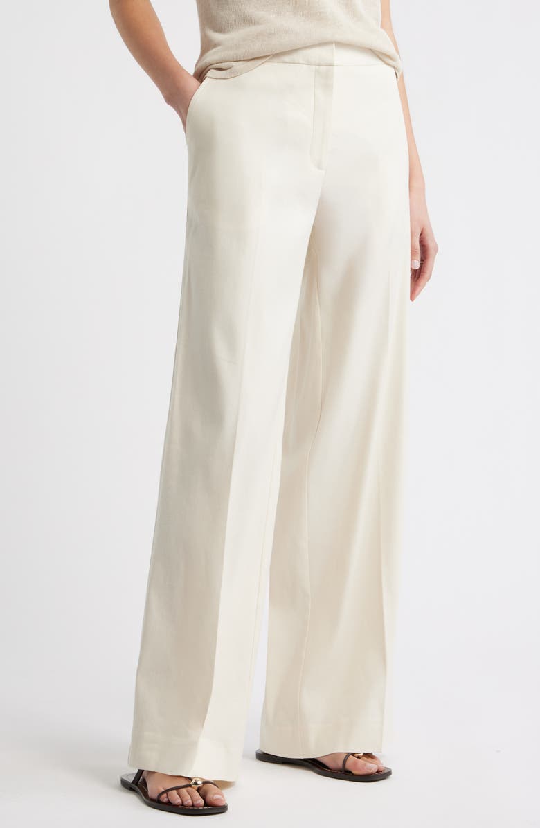 Nordstrom The Lennox Linen Blend Wide Leg Trousers, Main, color, Ivory Birch