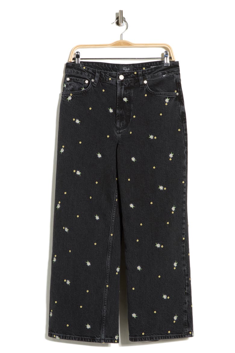 Getty Embroidered Crop Wide Leg Jeans, Main, color, ASH BLACK FLORAL
