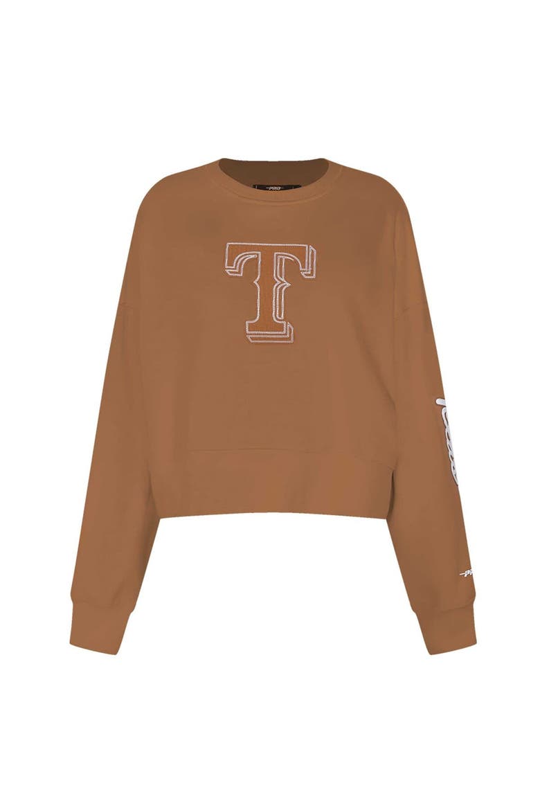 Women's Pro Standard Brown Texas Rangers Paint The City Pullover Cropped Sweatshirt, Alternate, color, Brown