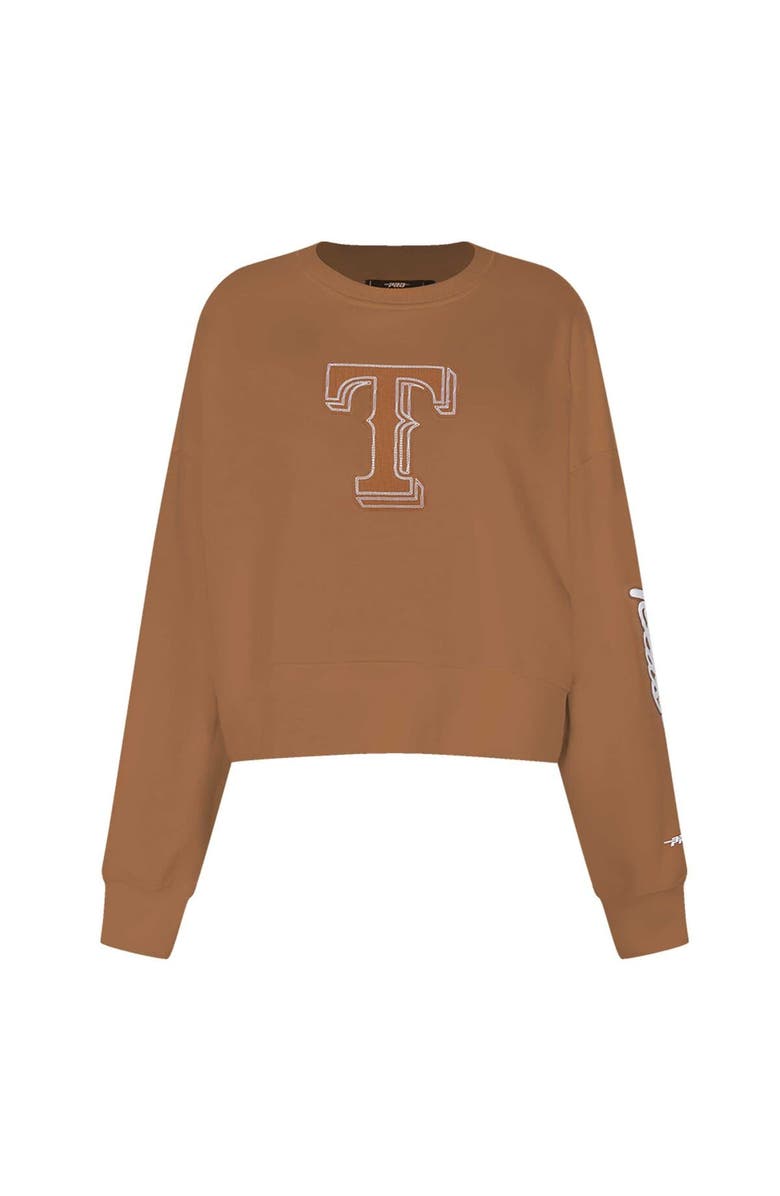 PRO STANDARD Women's Pro Standard Brown Texas Rangers Paint The City Pullover Cropped Sweatshirt, Alternate, color, Brown