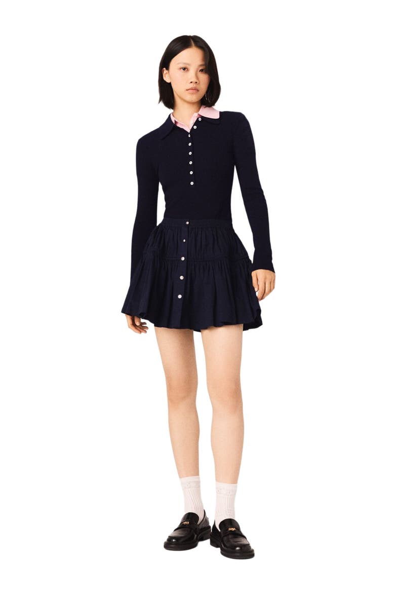Mini elasticated waist skirt, Main, color, Navy