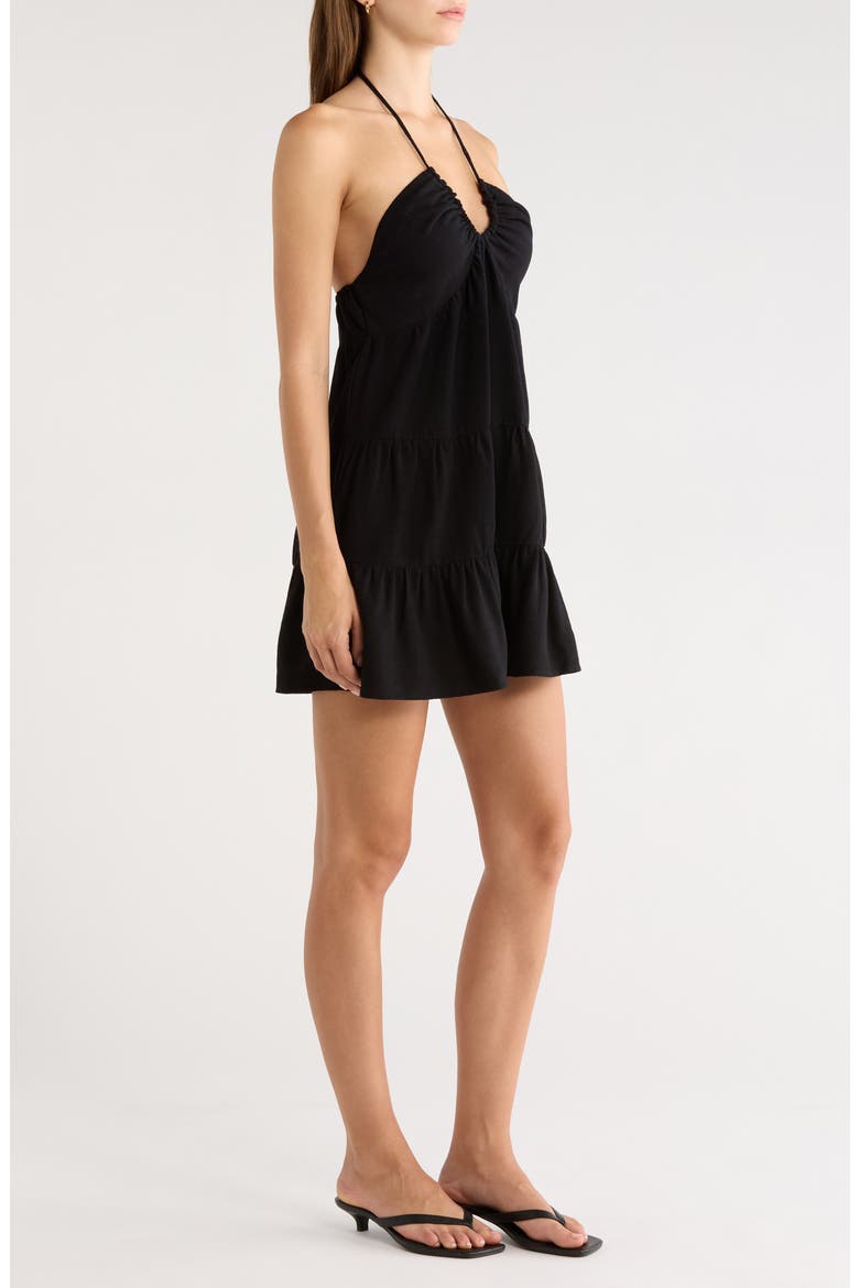 Kenna Keyhole Halter Minidress, Alternate, color, BLACK