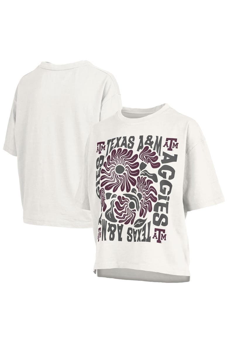 Women's Pressbox  White Texas A&M Aggies Elena Oversized Slub T-Shirt, Main, color, White