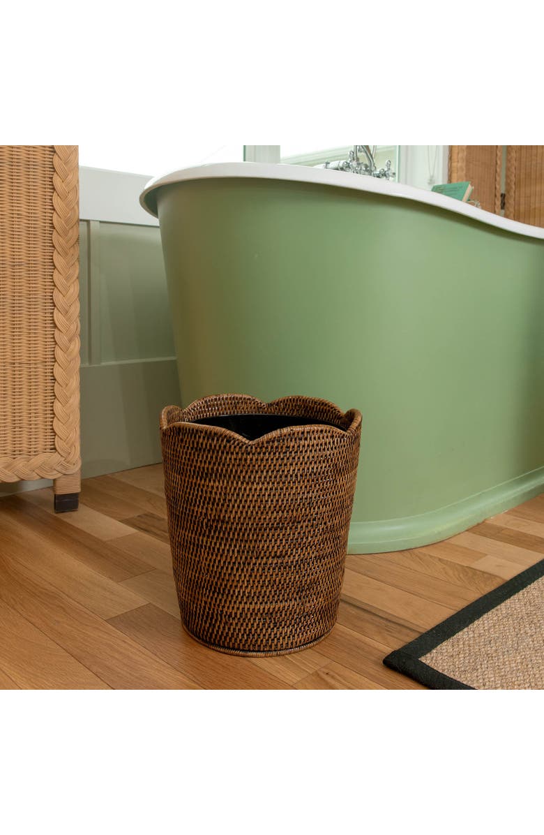 Mrs. Alice Dark Brown Rattan Waste Paper Bin, Alternate, color, Brown