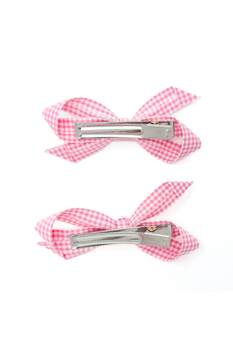 2pc Bow Clip Set, Alternate, color, Pink Gingham
