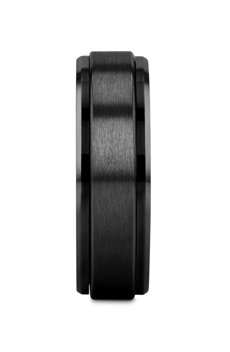 Larson Jewelers Revolve Tungsten Spinner Ring Brushed Center on Polished Base Comfort Fit, Alternate, color, Black Tungsten 6Mm
