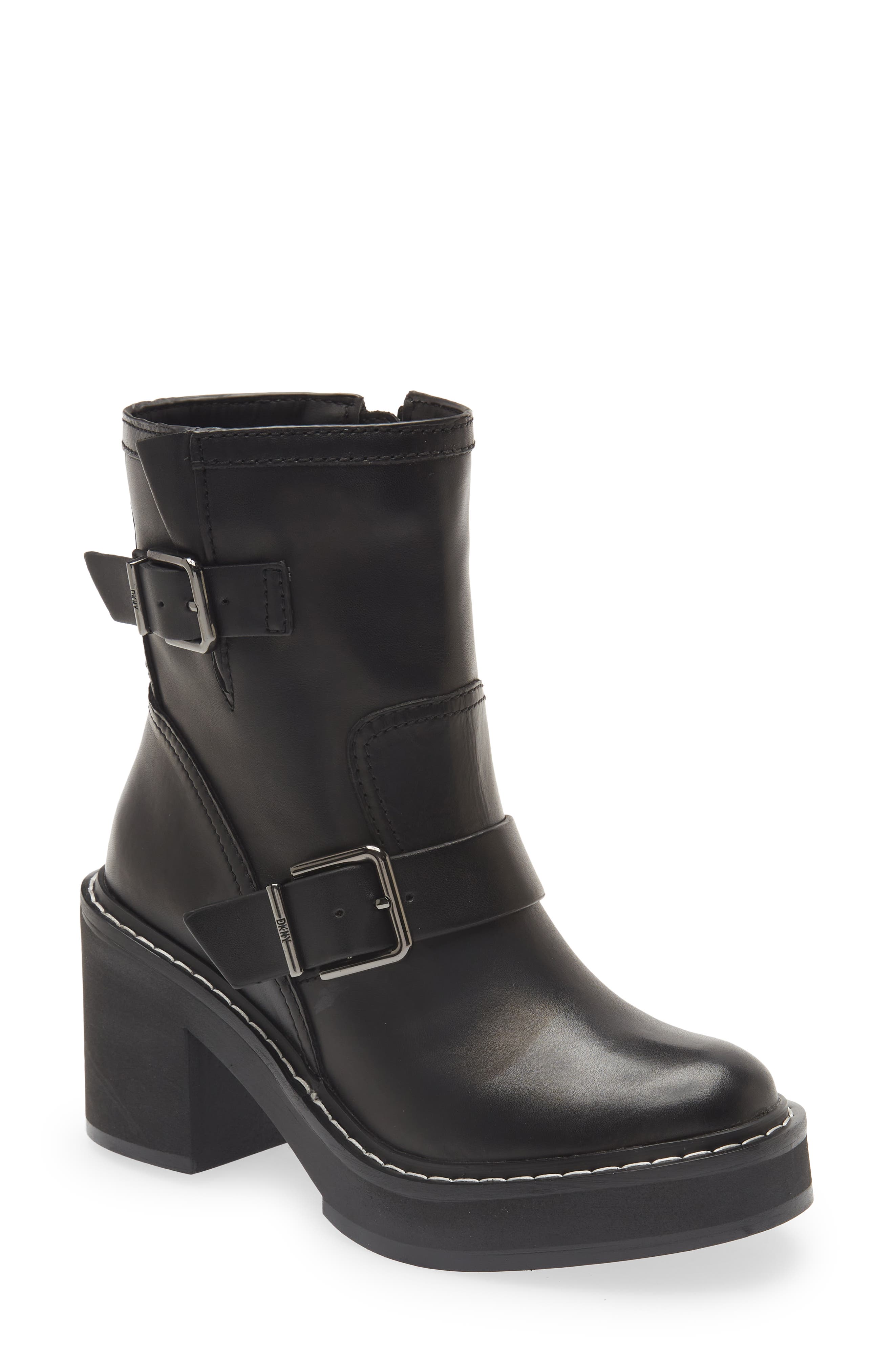 DKNY Daray Buckle Block Heel Bootie