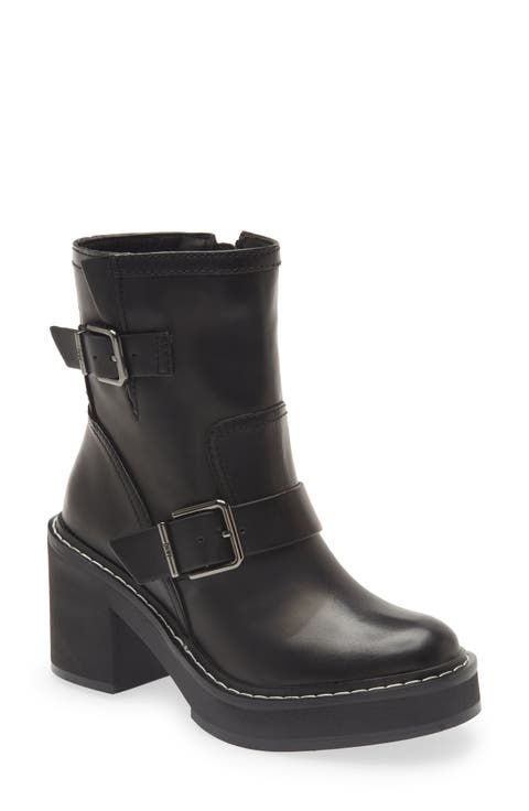 Daray Buckle Block Heel Bootie (Women)