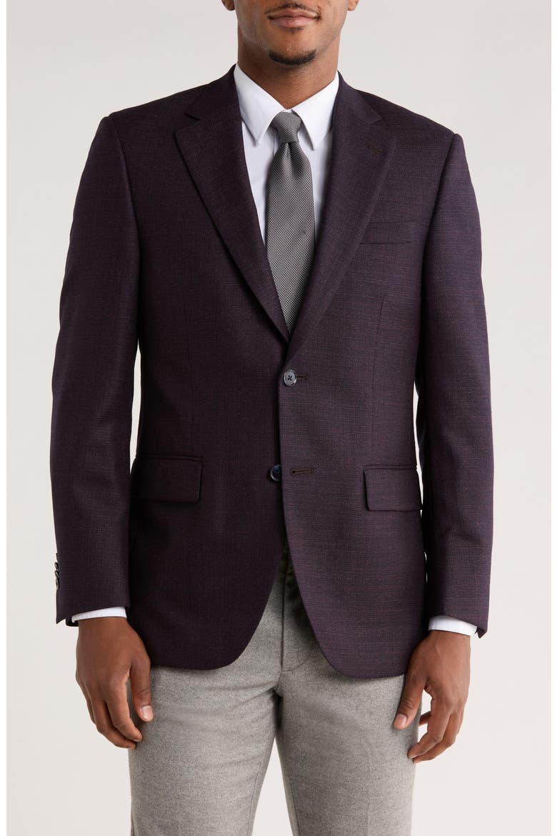 Textured Wool Sport Coat, Main, color, MAROON / DARK RED
