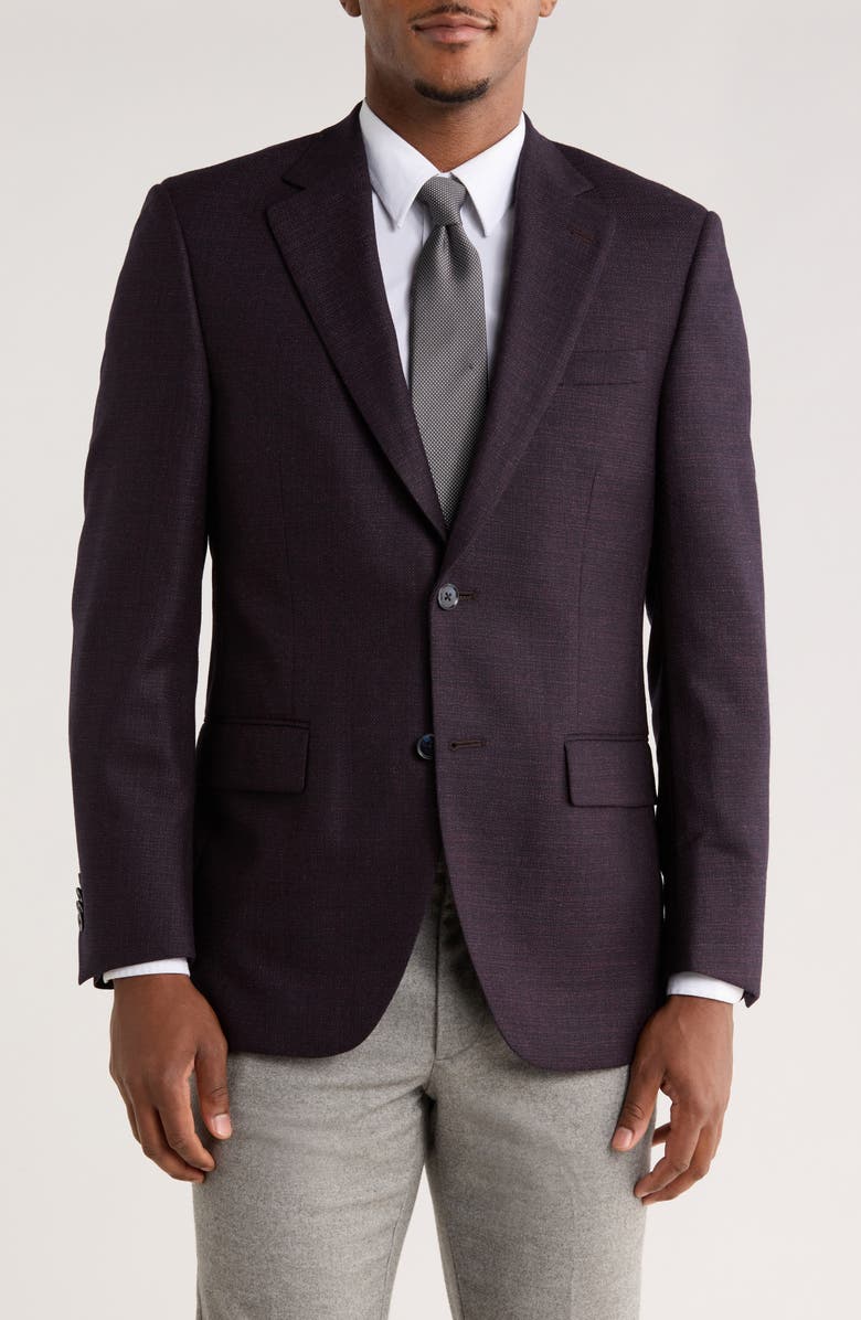 Peter Millar Textured Wool Sport Coat, Main, color, Maroon / Dark Red