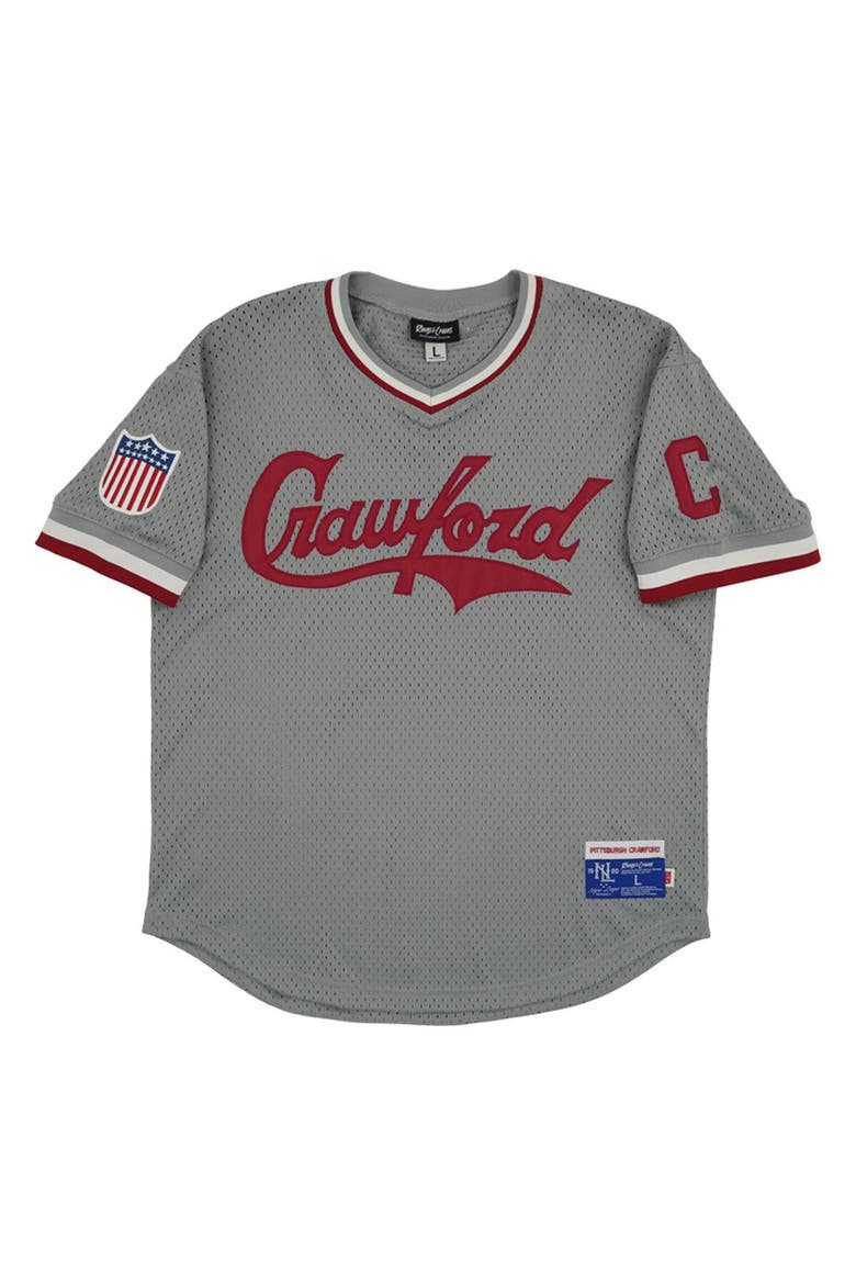 Men's Rings & Crwns #17 Gray Pittsburgh Crawfords Mesh Replica V-Neck Jersey, Alternate, color, Gray