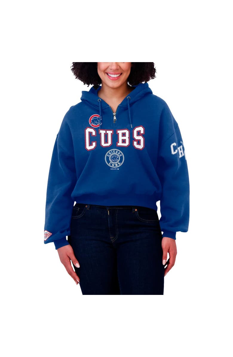 WEAR by Erin Andrews Women's WEAR by Erin Andrews Royal Chicago Cubs Patch Quarter-Zip Hoodie, Alternate, color,