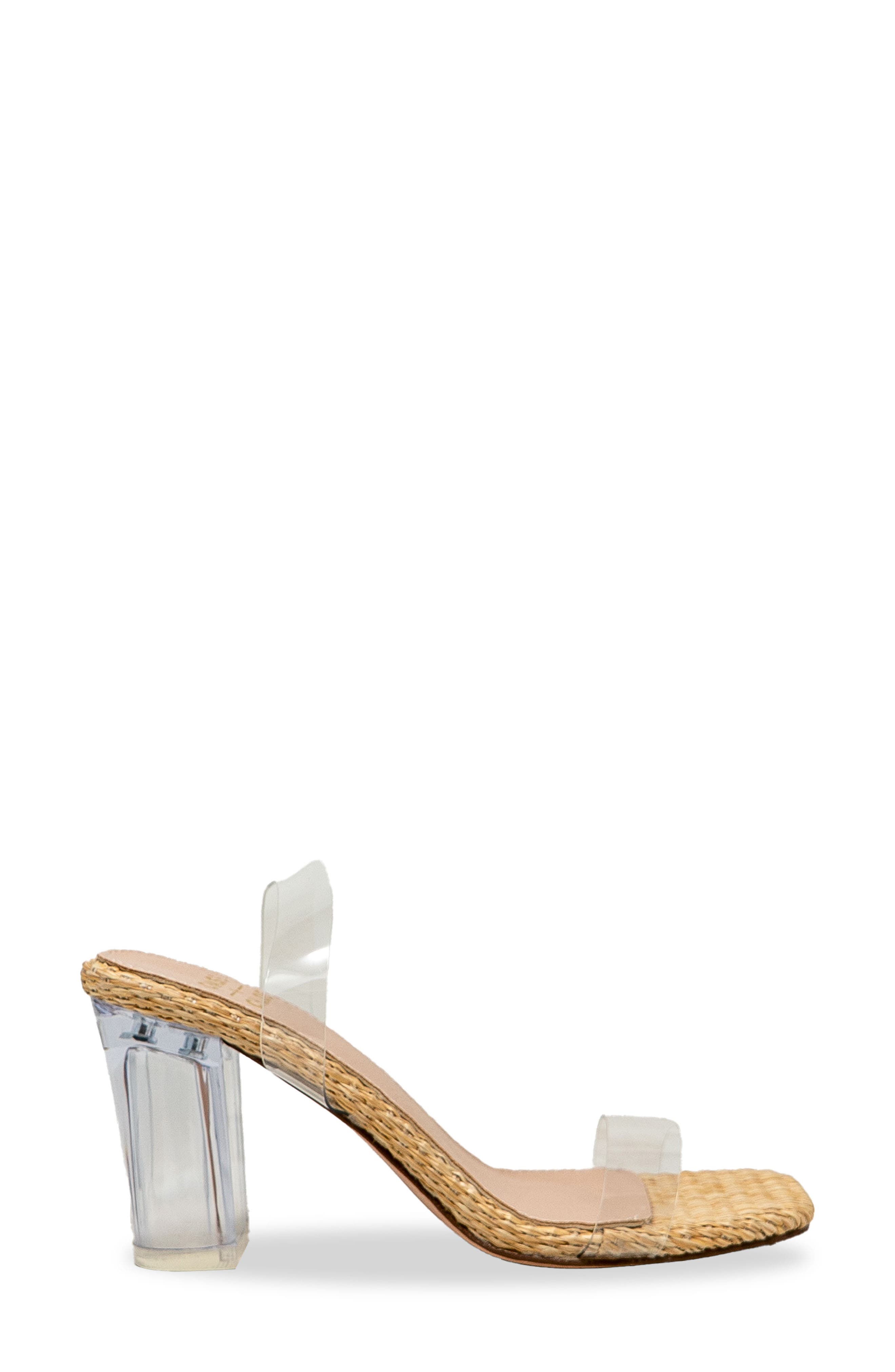 CHASE AND CHLOE Chase Slingback Lucite Block Heel Sandal, Alternate, color, Beige Woven