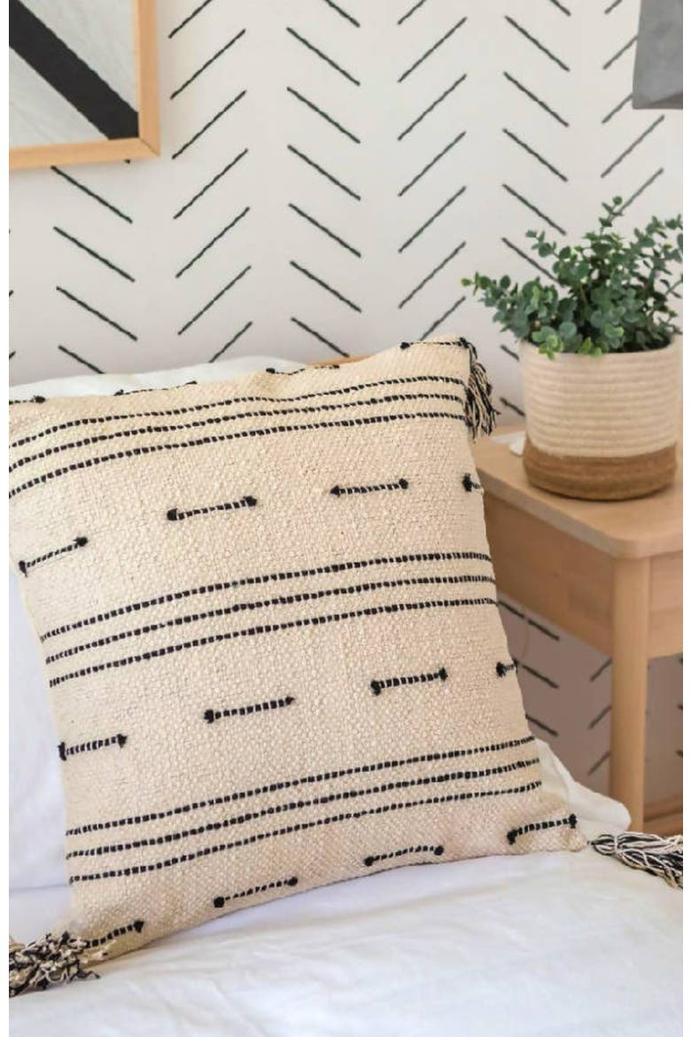 Siara Throw Pillow - Cover Only, Alternate, color, Natural / Black