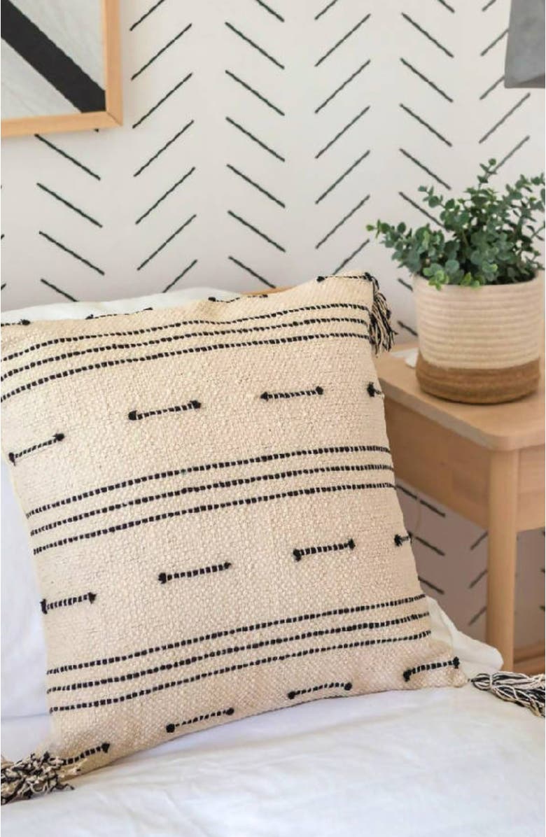 Bit of Meraki Siara Throw Pillow - Cover + Insert, Alternate, color, Natural / Black W/ Insert