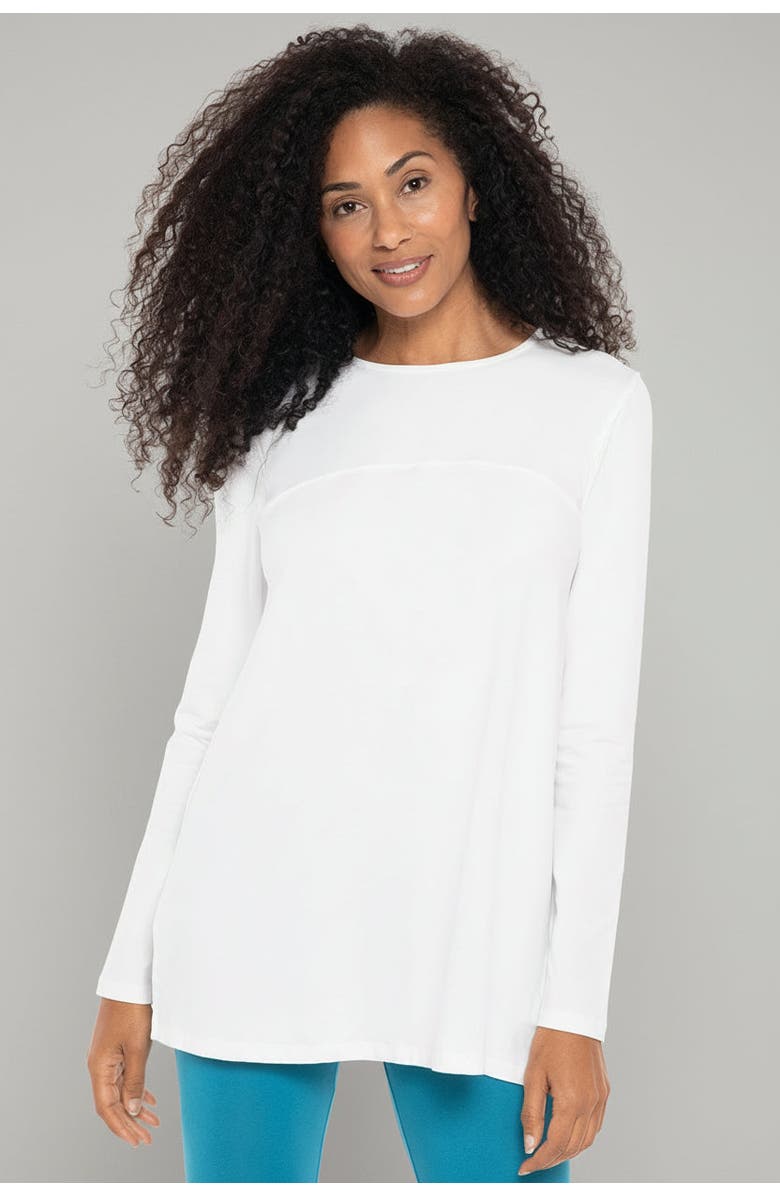 Coolibar Women's Swing Long Sleeve T-Shirt - UPF 50+ Sun Protection - Daybreak, Main, color, White