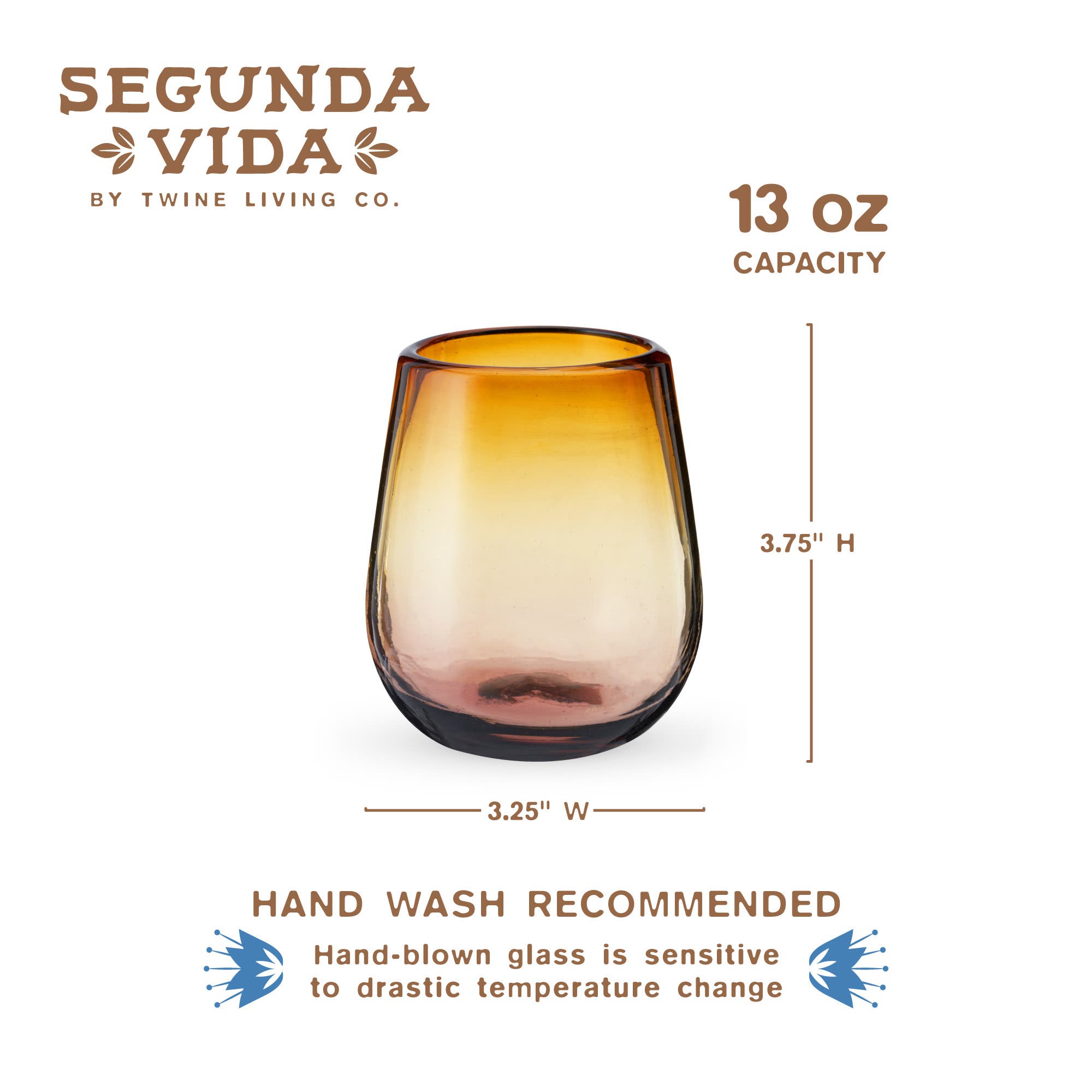 Twine Segunda Vida El Ocaso Stemless Wine Glasses - Thumbnail 5