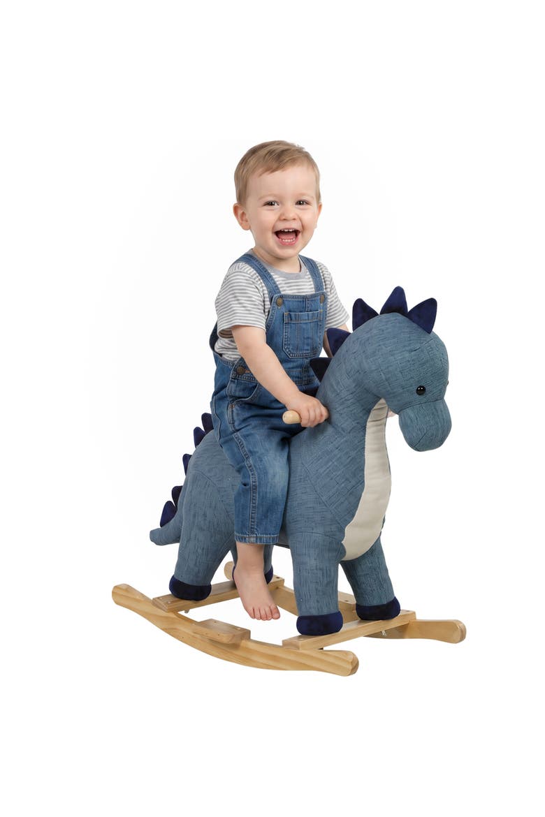 Dinosaur Baby Rocking Horse with Sound, 12-36 Months, Dark Blue, Main, color, Blue
