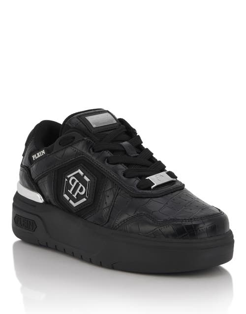 Philipp Plein Low-top Sneakers Sk8r Plein Cocco Unisex In Black