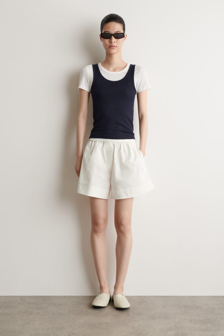 Layered Ribbed-jersey T-shirt, Alternate, color, NAVY / WHITE
