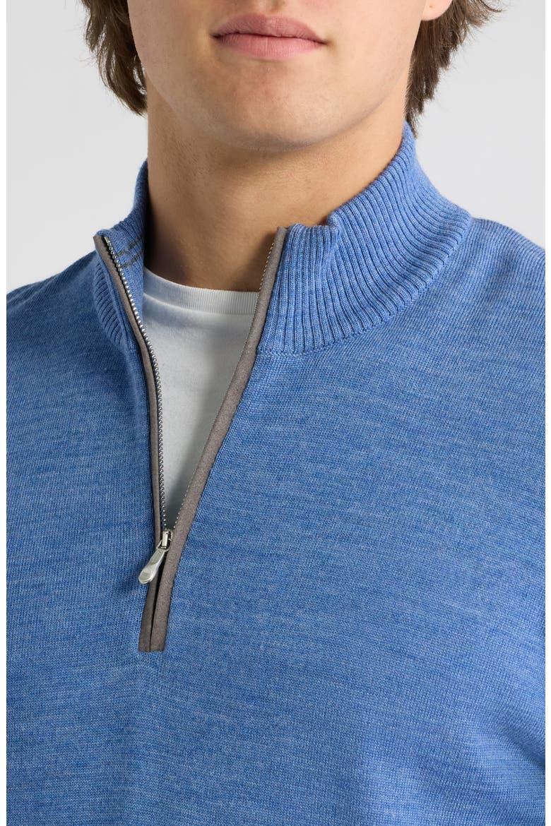 Raynor Merino Wool Quarter Zip Sweater, Alternate, color, MID BLUE