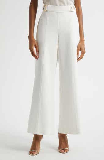 Elie Tahari The Inez Buckle Detail Wide Leg Pants