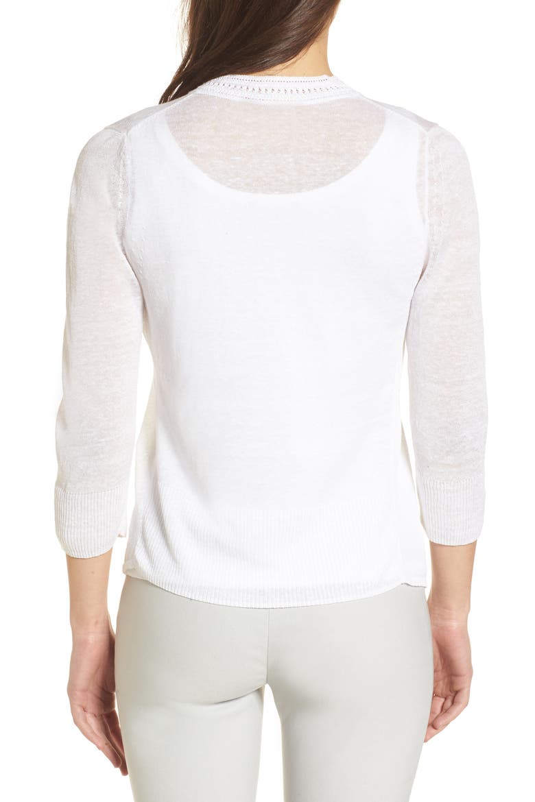 Crochet Trim Cardigan, Alternate, color, PAPER WHITE