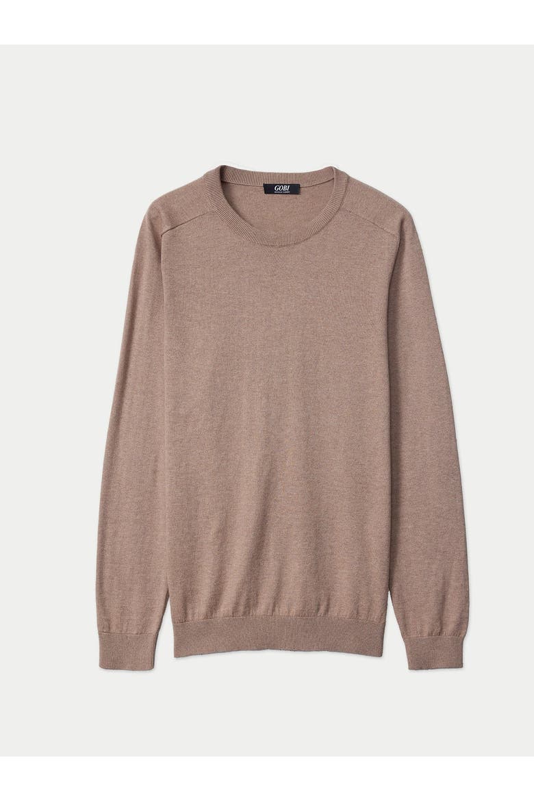 Men's Crewneck Cotton Silk Cashmere Blend Sweater, Main, color, timber wolf