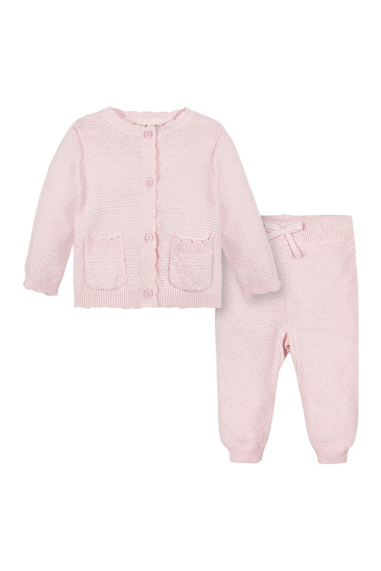 Baby Organic Cardigan and Legging Set, Infant, Alternate, color, Pale Pink Seed Stitch