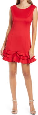 Donna Ricco Ruffle Hem Sleeveless Scuba Dress