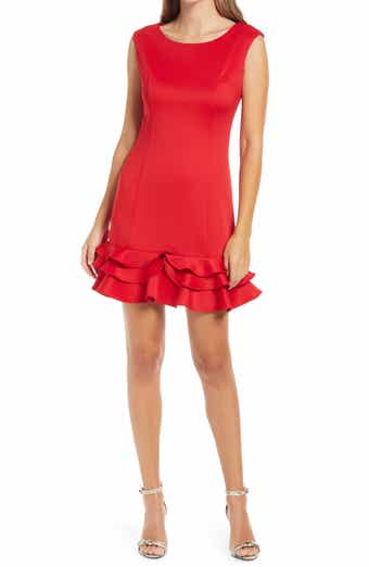 Donna Ricco Ruffle Hem Sleeveless Scuba Dress