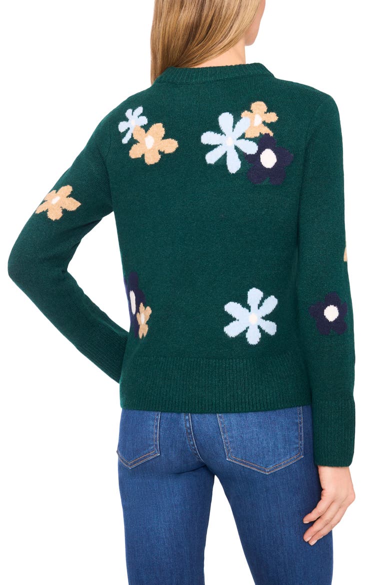 Floral Crewneck Sweater, Alternate, color, DARK FORREST