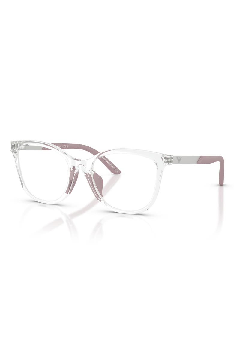 Emporio Armani Kids' 48mm Butterfly Optical Glasses, Alternate, color, Shiny Crystal / Demo Lens