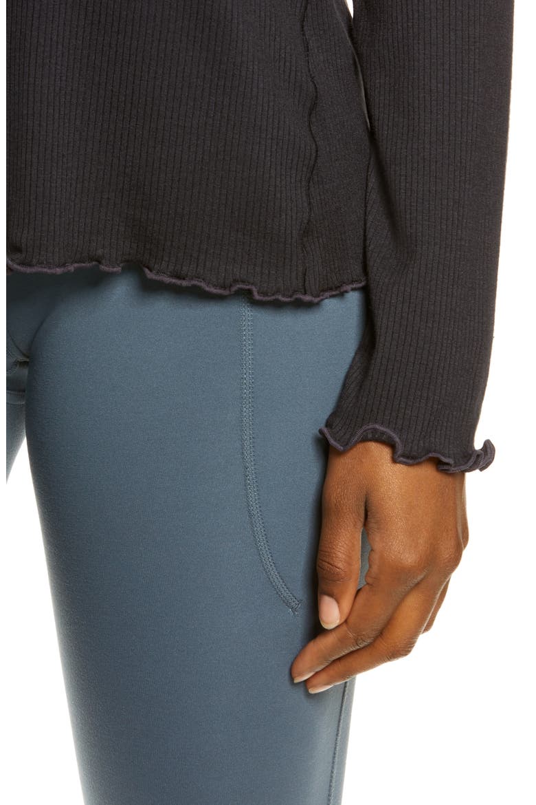 Lettuce Edge Long Sleeve Rib T-Shirt, Alternate, color, BLACK