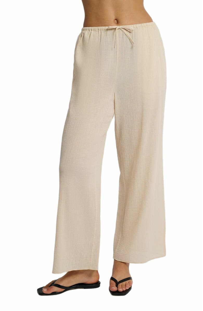 Onia Crinkle Gauze Drawstring Pant, Alternate, color, Sandshell