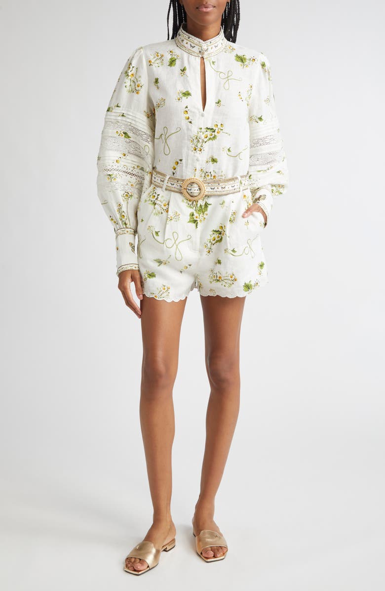 Camilla Tuck Front Belted Shorts, Alternate, color, Botanical Utopia
