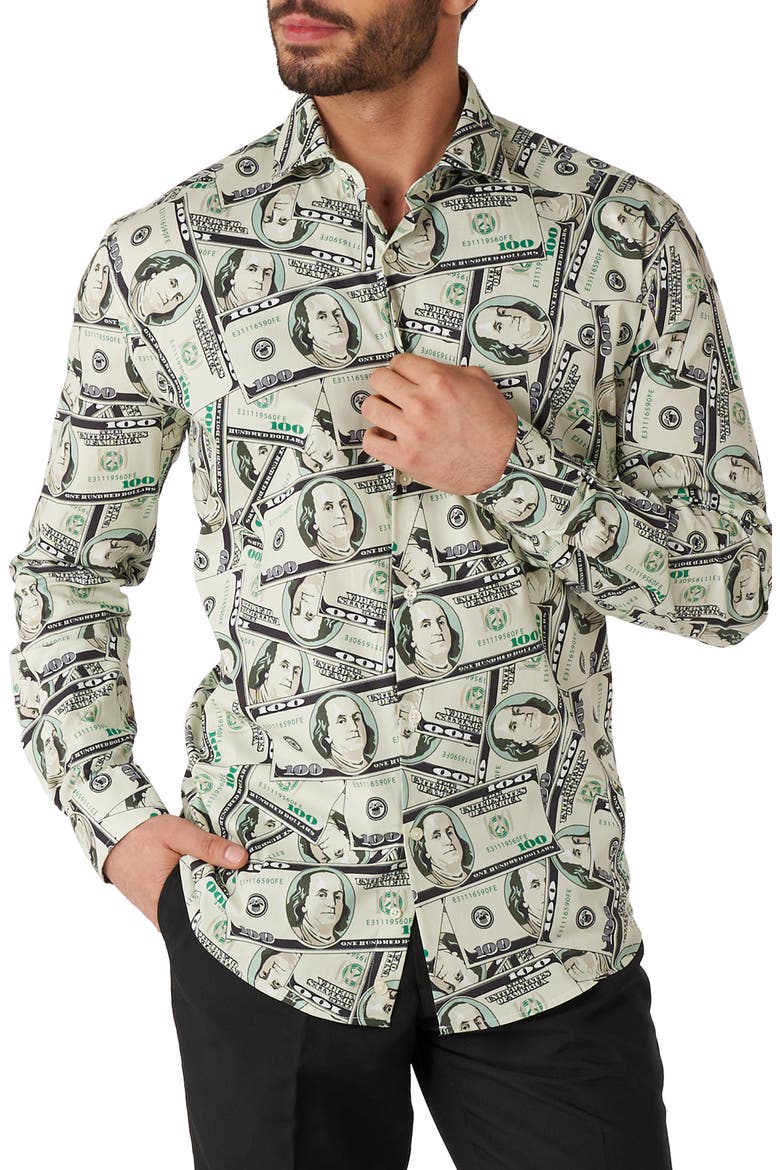 Cashanova Stretch Button-Up Shirt, Main, color, CREAM MULTI