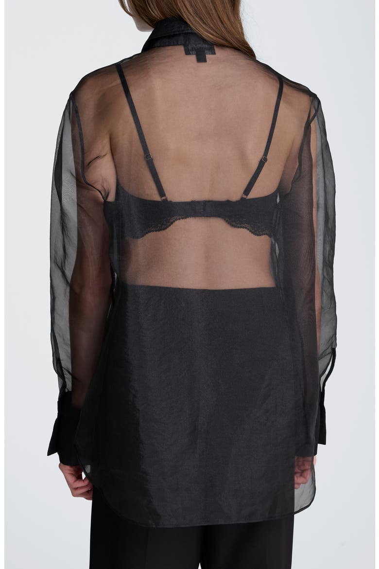 Sheer Oversize Button-Up Shirt, Alternate, color, BLACK