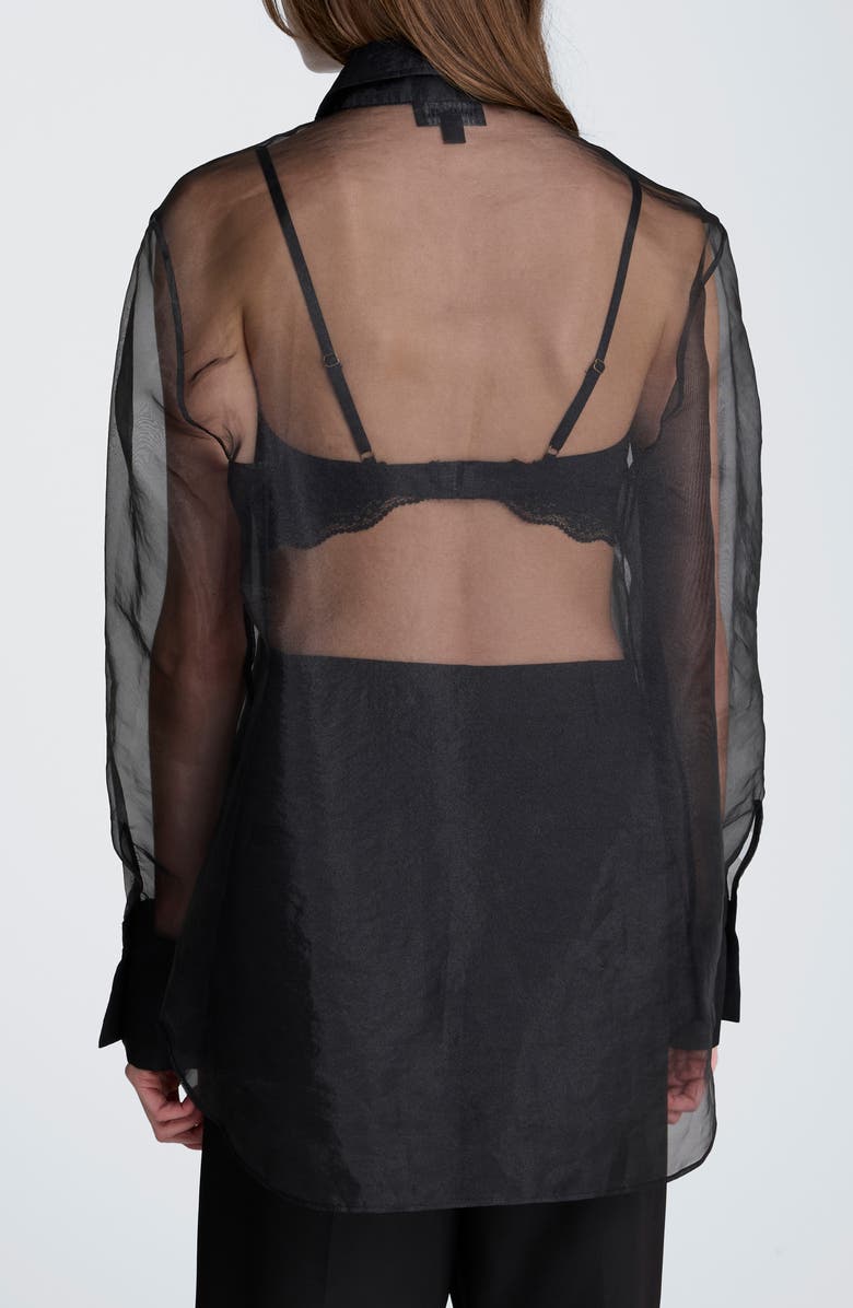 Kenneth Cole Sheer Oversize Button-Up Shirt, Alternate, color, Black