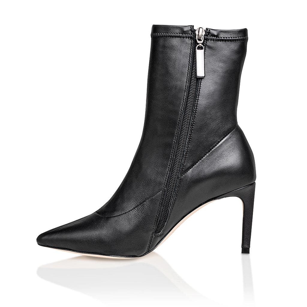 Joan Oloff Shoes Dakota Stretch Dress Bootie with Stiletto Heel, Alternate, color, Black